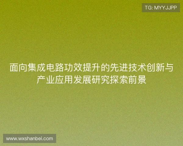 面向集成电路功效提升的先进技术创新与产业应用发展研究探索前景